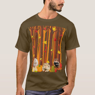 Hello Autumn Hamster Maple Leaf Fall Pumpkin Mens  T Shirt
