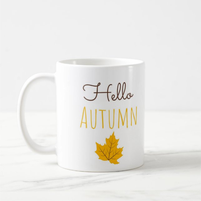 Hello Autumn Maple Leaf Coffee Mug for Cozy Fall  Kaffemugg (Vänster)