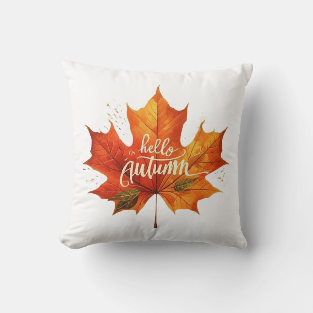 Hello Autumn Maple Leaf Decorative Throw Pillow Kudde (Framsida)