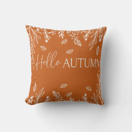 Hello Autumn Modern Typography Throw Pillow Kudde