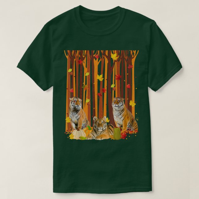Hello Autumn Tiger Maple Leaf Fall Pumpkin Mens Wo T Shirt (Design framsida)
