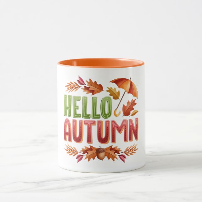 Hello Autumn Two-Tone Mug | Cozy Fall Gift Mugg (Center)