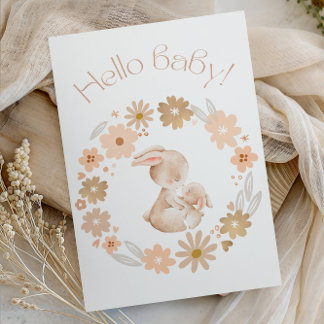 Hello Baby! Baby Bunny Cute Baby Shower Party Inbjudningar