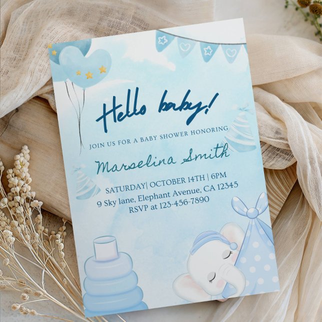 Hello Baby! Baby Shower-Gender Neutral Hello Baby  Inbjudningar (Skapare uppladdad)