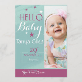 Hello Baby Birth Announcement Card Inbjudningar