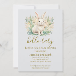 Hello Baby Boho Neutral Bunny  Inbjudningar