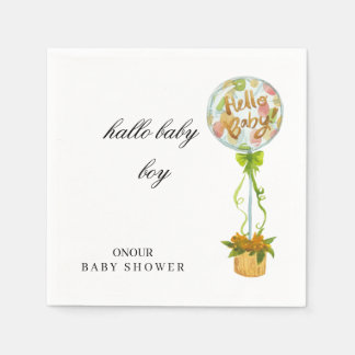 Hello Baby Boy Baby Shower Napkins – Soft Elegant Pappersservett