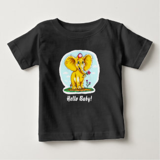 Hello Baby! – Cute Elephant Baby T-Shirt (Black)
