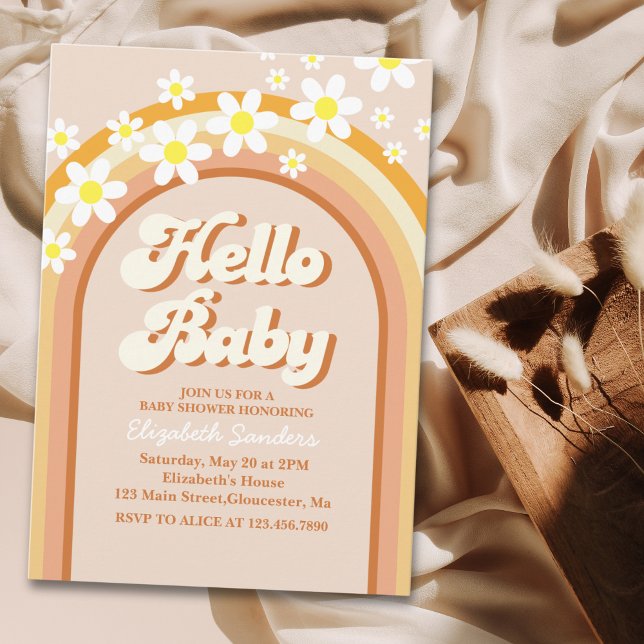 Hello Baby Cute Groovy Baby Shower Inbjudningar (Skapare uppladdad)