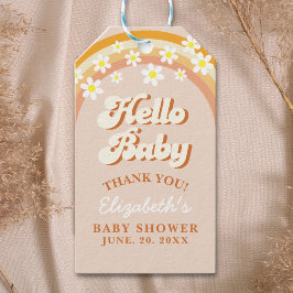 Hello Baby Cute Groovy Baby Shower Presentetikett