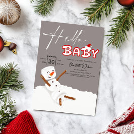 Hello Baby Cute Snowman Baby Shower Inbjudningar