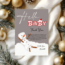 Hello Baby Cute Snowman Baby Shower Tack Kort