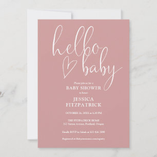 Hello Baby Elegant Damrosa Babykalas Inbjudningar