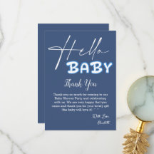 Hello Baby Elegant Mörkblå Bebis Shower