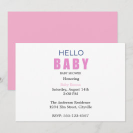 Hello Baby Emma Shower Invitation Meddelande