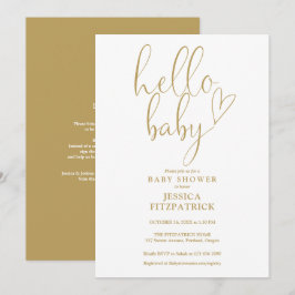 Hello Baby Gold Script Allt i ett barnkalas Inbjudningar