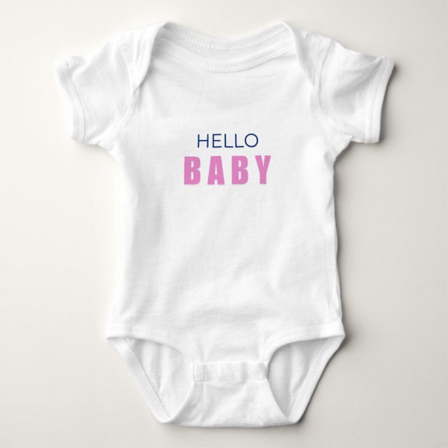 Hello Baby Minimal Girl Bodysuit T Shirt (Framsida)
