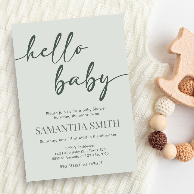 Hello Baby Minimalist Baby Shower Invitation Inbjudningar (Hello Baby Baby Shower Invitation)