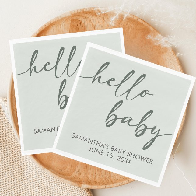 Hello Baby Minimalist Baby Shower Pappersservett (Hello Baby Baby Shower Napkin)