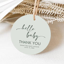 Hello Baby Minimalist Baby Shower Round Gåvor Etiketter