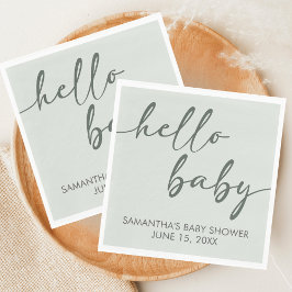 Hello Baby Minimalistisk Bebis Shower Pappersservett