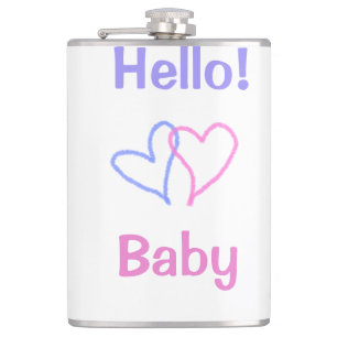 Hello baby rosa lila hjärta vattenfärg boho fickplunta