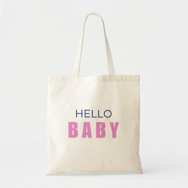 Hello Baby Shower Tote Bag Tygkasse (Framsidan)