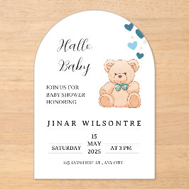 Hello Baby Teddy Bear Baby Shower Invitation