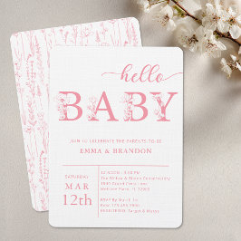 Hello Baby Wildflower Baby Shower Invitation Inbjudningar