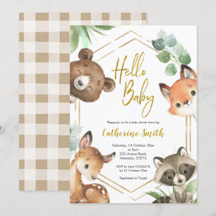 Hello Baby Woodland Baby Shower Inbjudan