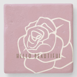 Hello Beautiful - Enkel Modern Rosa Ros Stenunderlägg