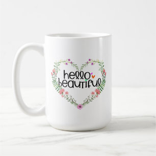 Hello Beautiful Love Flowers - Alla hjärtans dag k Kaffemugg