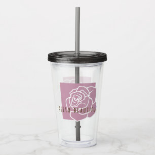 Hello Beautiful - Modern Chic Blommande Rosa Ros Take Away Mugg