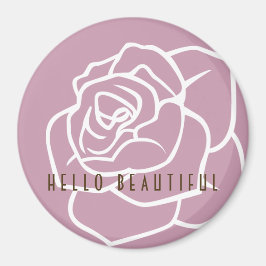 Hello Beautiful - Modern Chic Blommig Rosa Ros Magnet