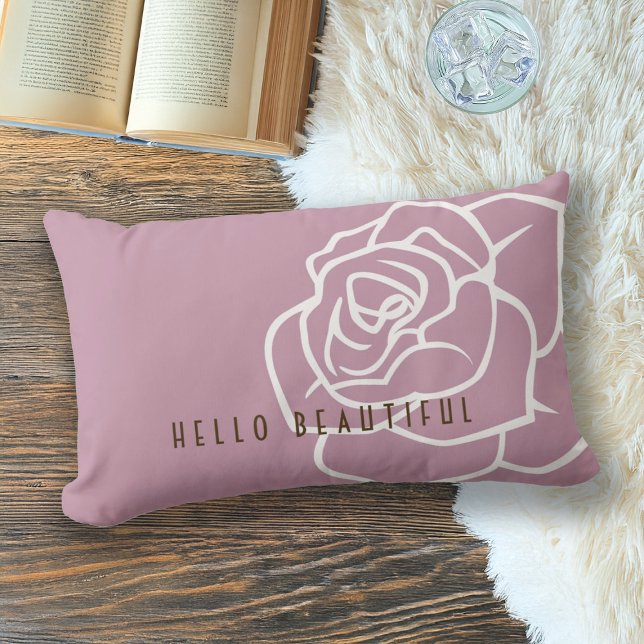 Hello Beautiful - Modern Chic Rosa Blomma Lumbarkudde (Skapare uppladdad)