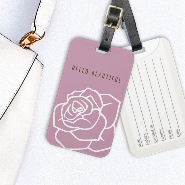 Hello Beautiful - Modern Chic Rosa Ros Bagagebricka (Skapare uppladdad)