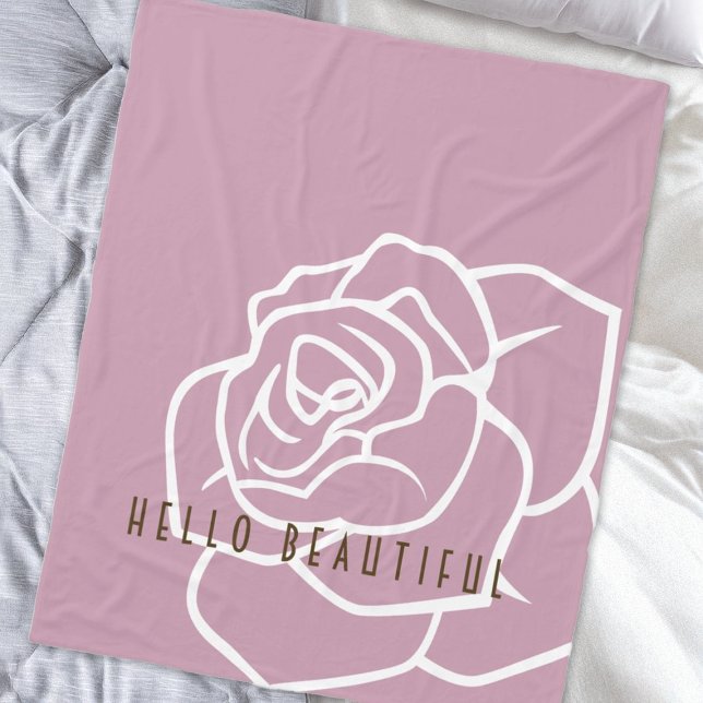 Hello Beautiful - Modern Chic Rosa Ros Fleecefilt (Skapare uppladdad)