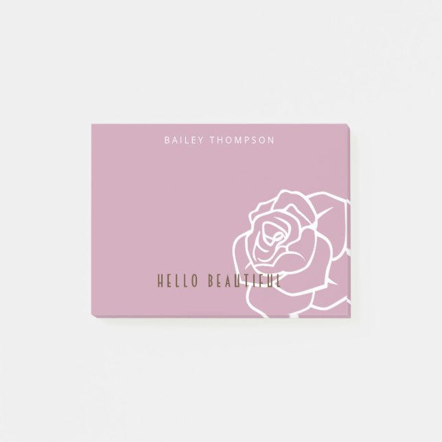Hello Beautiful - Modern Chic Rosa Ros Post-it Block (Framsida)