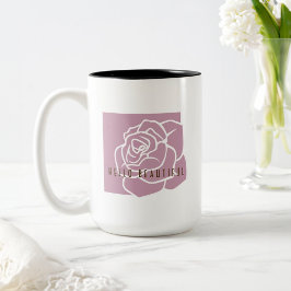 Hello Beautiful - Modern Chic Rosa Ros Två-Tonad Mugg