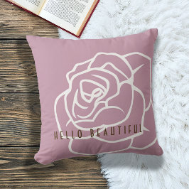 Hello Beautiful - Stylish Modern Rosa Ros Kudde