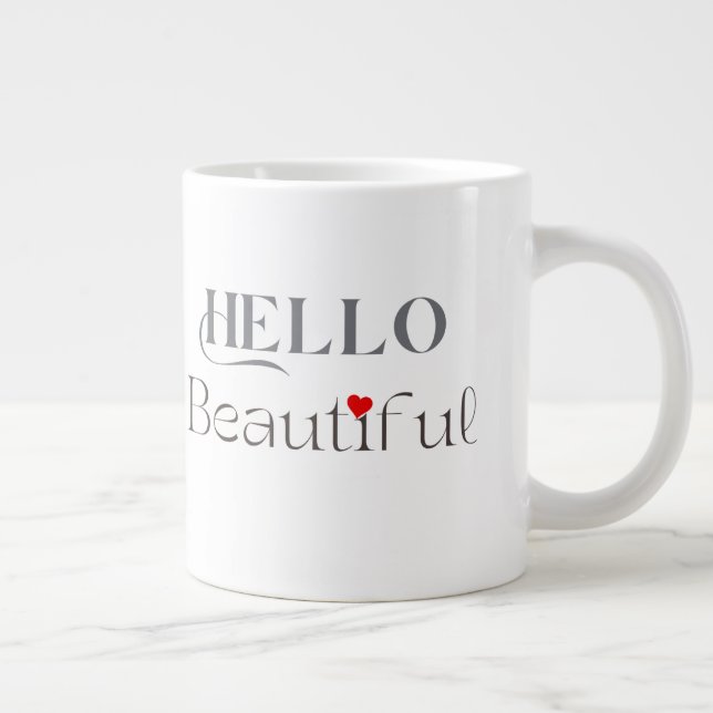 HELLO Beautiful, Uplifting Gift for Her Jumbo Mugg (Höger)