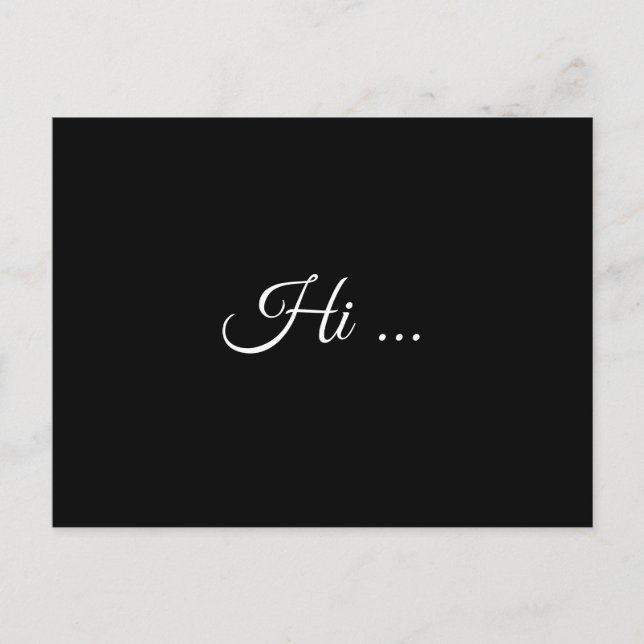 Hello Black Chalk Modern Script Design Vykort (Framsida)