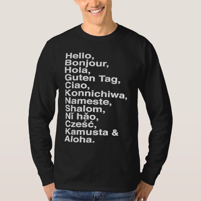 Hello, Bonjour, Hola, Ciao, Aloha  for Language 's T Shirt (Framsida)