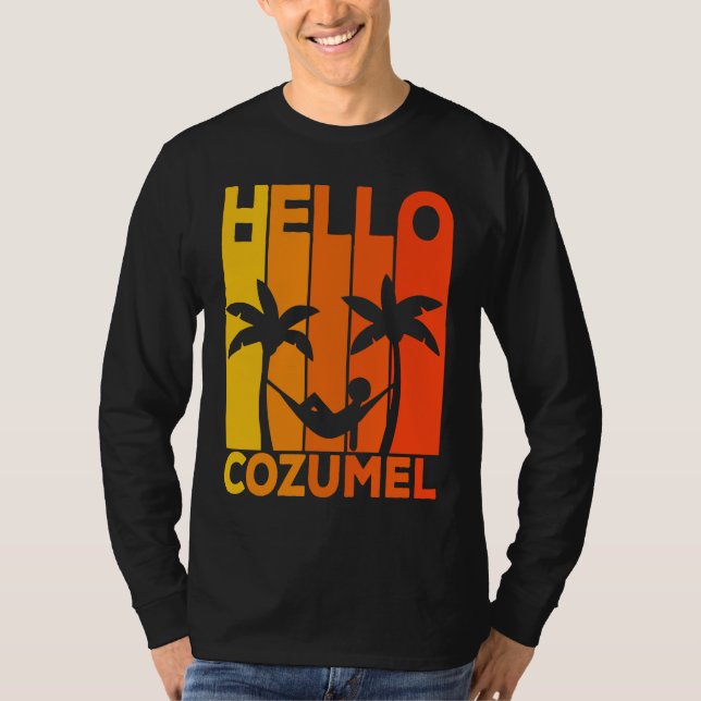 Hello Cozumel Island Vacation Sunset T Shirt (Framsida)