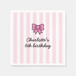 Hello Cutie Cartoon Pink Bow Birthday Party Pappersservett