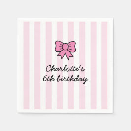 Hello Cutie Cartoon Pink Bow Birthday Party Pappersservett