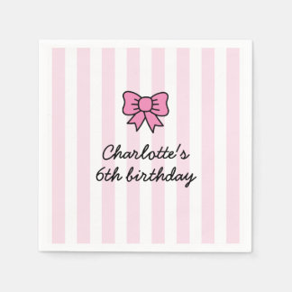 Hello Cutie Cartoon Pink Bow Birthday Party Pappersservett