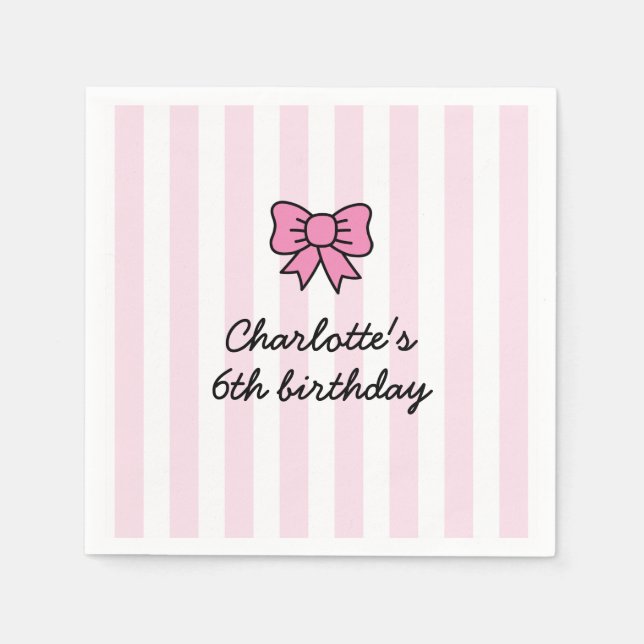 Hello Cutie Cartoon Pink Bow Birthday Party Pappersservett (Framsidan)