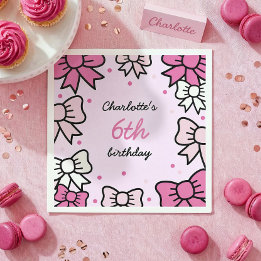Hello Cutie Cartoon Pink Bow Birthday Party Pappersservett