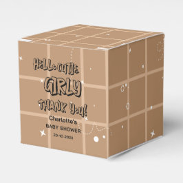 Hello Cutie Girly Cute Brown Gingham Baby Shower Presentaskar